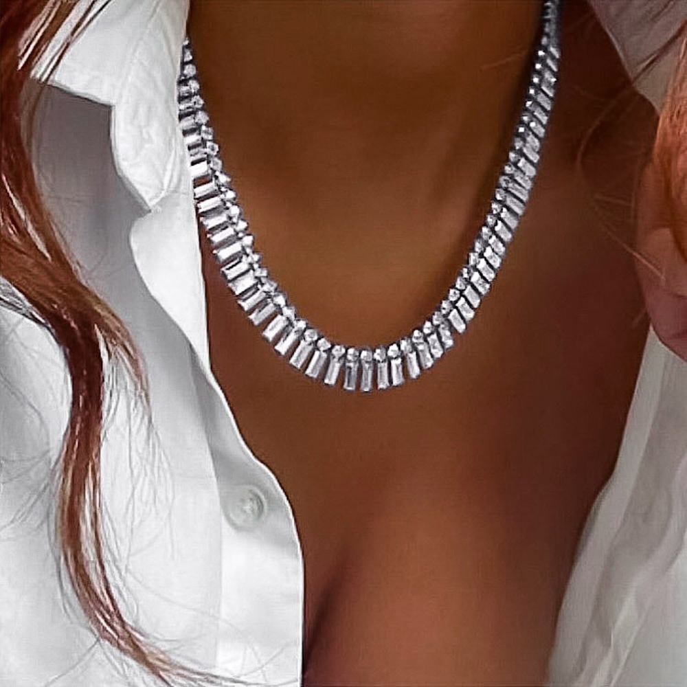 ⚜️[𝟯𝟬%𝗢𝗙𝗙|𝗯𝘂𝗻𝗱𝗹𝗲𝘀 𝟯+]⚜️Rhinestone Silver Tone Necklace NEW